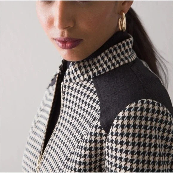 White House Black Market Women Plaid Front Zip Jacket Size 12 - Picture 5 of 12